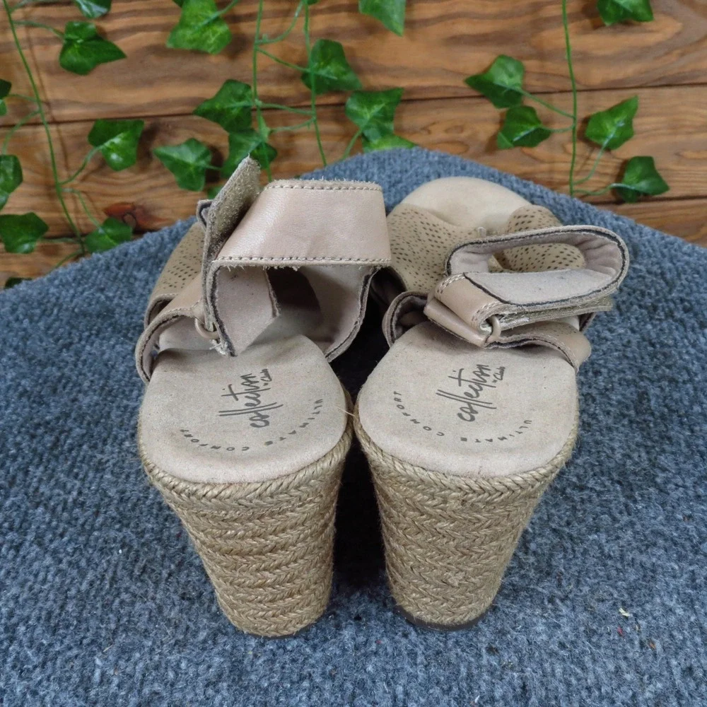 Clarks Lafley Rosen‎ Women Sandal Size 12 Casual Dress Wedge Beige Leather